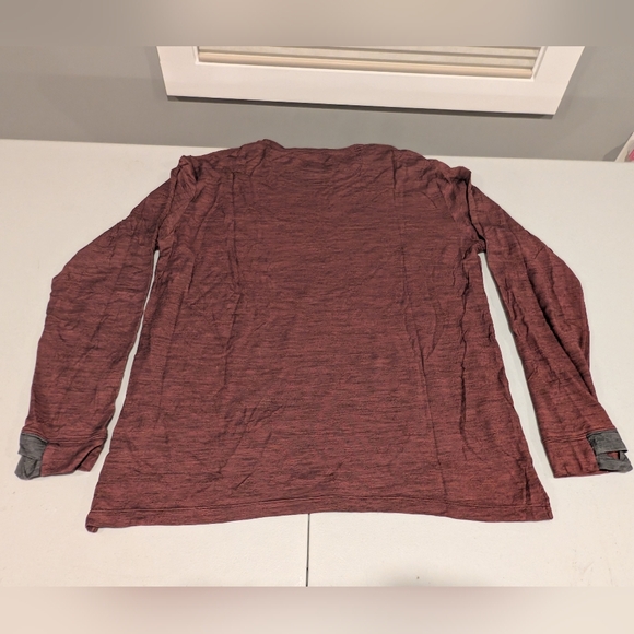 Bombas Men’s Medium Maroon Merino Wool Blend Crew Neck Shirt Long Sleeve - Picture 4 of 4